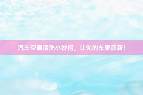 汽车空调清洗小妙招，让你的车更簇新！